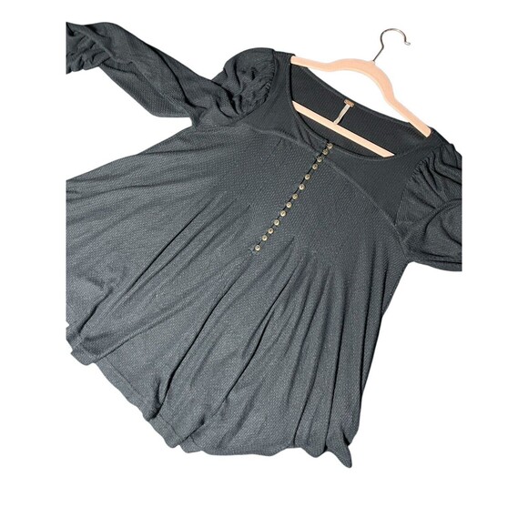 Free People $88 Devin Textured Long Sleeve Knit Top Black‎ Womens Size Small - Picture 11 of 14